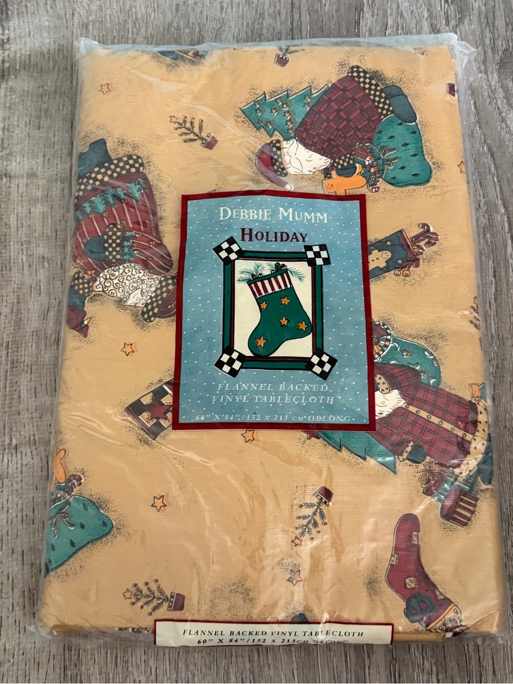 Debbie Mumm Holiday Flannel-Backed Vinyl Tablecloth 60 x 84 oblong